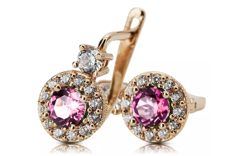 Amethyst 14K Rose gold Earrings Vintage Jewlery cec003r
